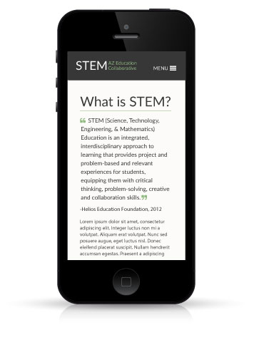 Stem AZ Education Collaborative website preview viewed on iPhone